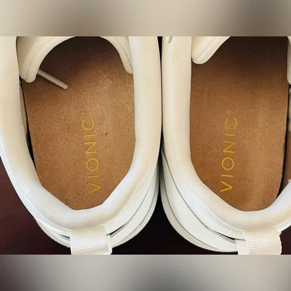 Unisex Fashionable Vionic Elise Leather Lace Up Sneakers - White Size 11 - Picture 9 of 12